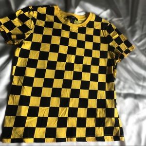 Forever21 Yellow And Black Checkered Shirt